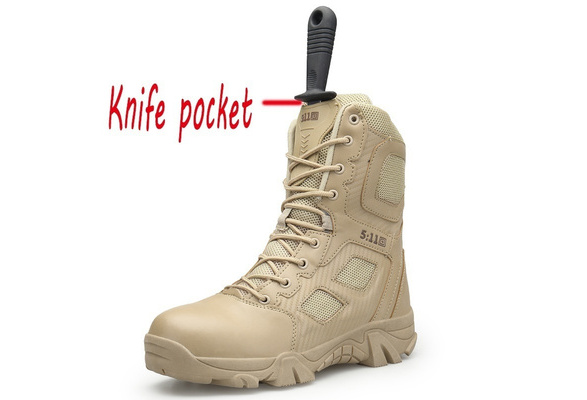 Tactical boots with deals knife pocket