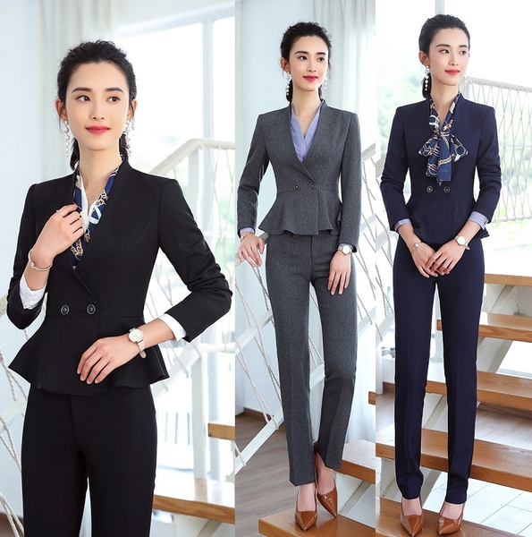 Formal Uniform Designs Pantsuits With 2 Piece Pants and Jackets