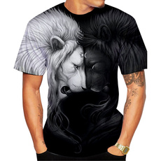 New Fashion Brand T-shirt MenWomen Summer 3d Tshirt Print Yin and Yang lion T shirt Tops Tees