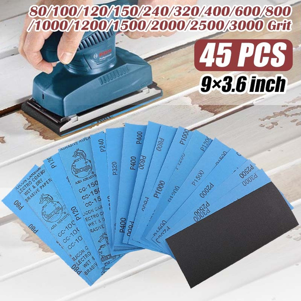 45Pcs Wet Dry Sandpaper, 400/600/ 800/1000/ 1200/1500/ 2000/2500/ 3000 Grit  Assorted Sanding Sheets for Automotive Polishing, Metal Sanding, Wood  Furniture Finishing, 9 x 3.6 Inch by BAISDY - Yahoo Shopping