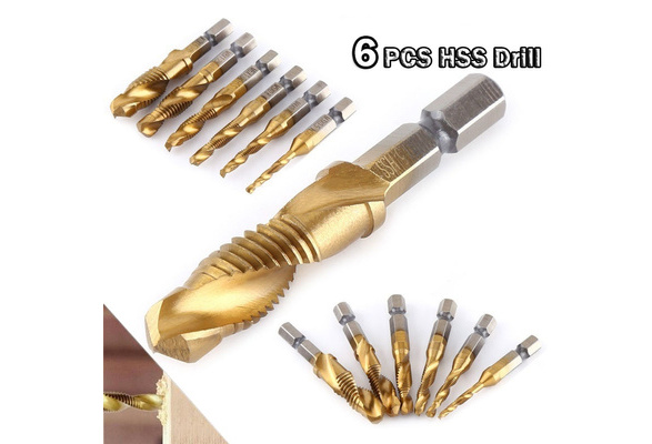 SHENYUAN 6pcs M3-M10 Combination Drill Tap Bit Set HSS 6542 Blue Nano Coated Deburr Countersink Drill Bits Exquisite SHENYUAN 6pcs M3-M10 Combination Drill Tap Bit Set HSS 6542 Blue Nano Coated Deburr Countersink Drill Bits Exquisite