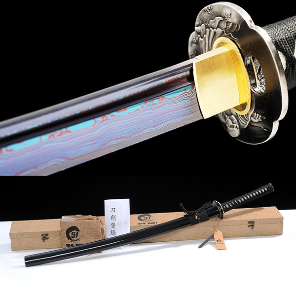 Details about   Damascus Sword Folded Steel Real Japanese Samurai Katana Handmade Sharp Blade 
