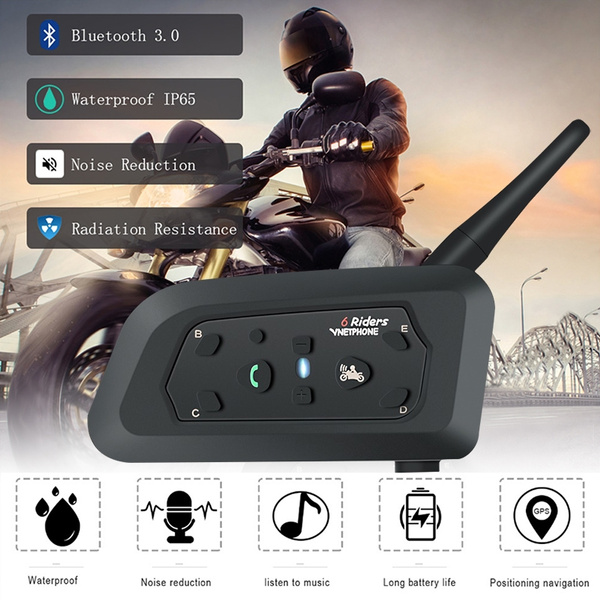 VNETPHONE V6 Intercom 850mAh Helmet Bluetooth Headset Motorcycle Comunicador Headphone Speaker for 6 Riders IP65 MP3 GPS