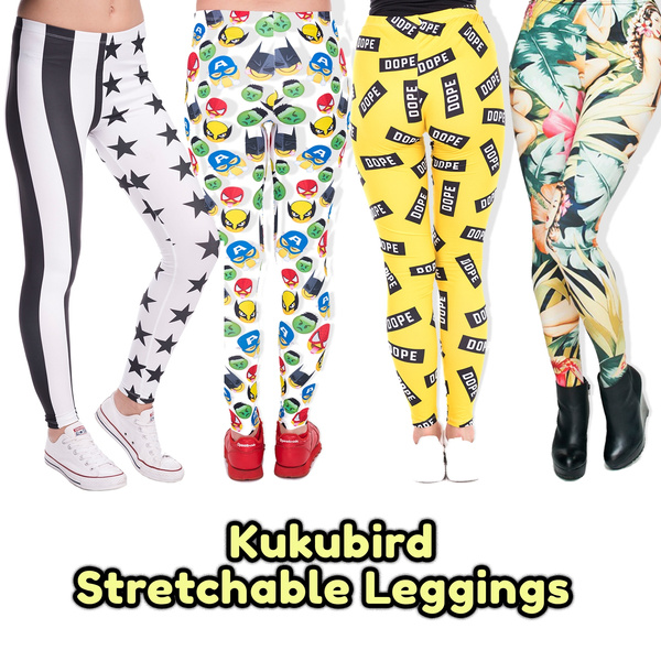 kukubird Various Print Stretchable Womens Gym Fitness Leggings Running Yoga Pilates Skinny Pants Tights 