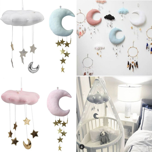 Room Decor Cotton Moon Doll Crib Hanging Toys Cloud Wall Ornaments Wind Chimes 