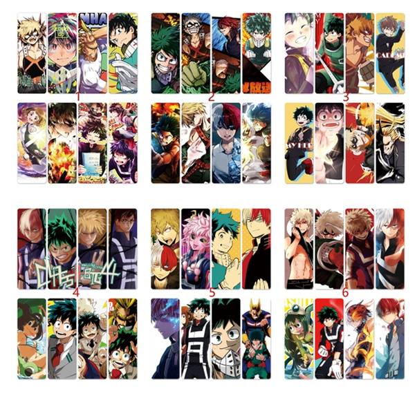 8pcs set pvc bookmarks of anime boku no hero academia izuku shoto book marks cosplay wish