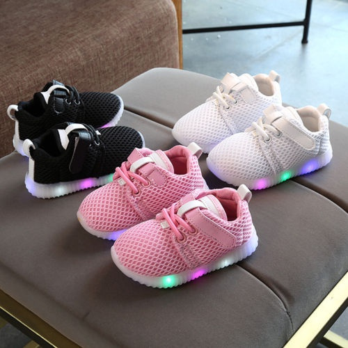 Infant Baby Kids Boys Girls LED Shoes Light Up Luminous Sport Trainers ...