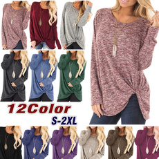 Women's Autumn Fashion Casual Loose Long Sleeved Solid Color Blouses Tunic Tops Shirts（12Color）