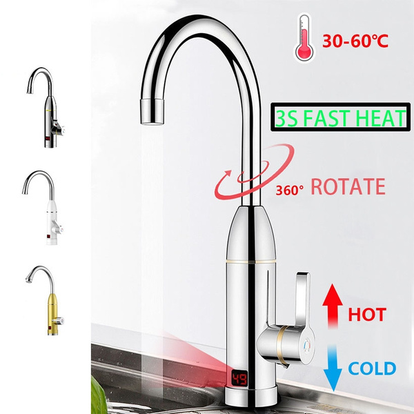 220V 3kW Instant Electric Hot Faucet Fast Water Heater Bathroom Kitchen Tap LED