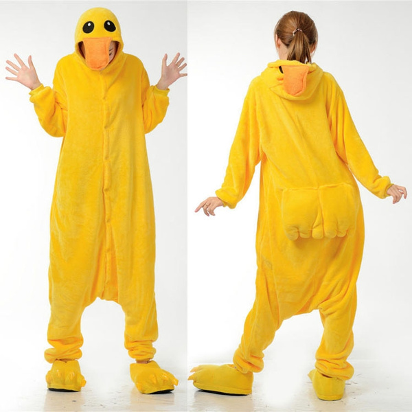 men and women s Yellow Duck Pajamas Animal Onesie jumpsuit Pyjamas Cosplay Costume Sleepsuit Homewear cute Nighwear S XL