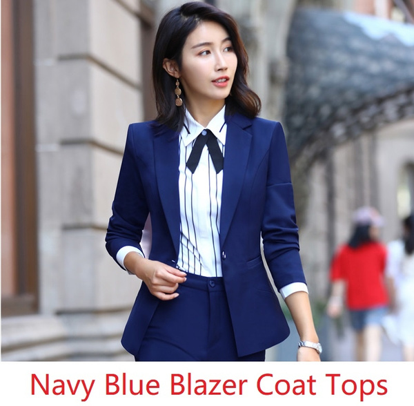 Women's Lopsided Blazer Jacket - Suit Top / Navy Blue