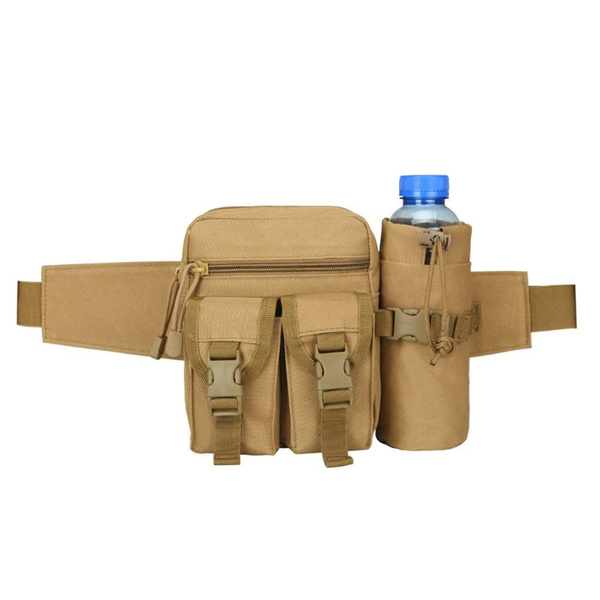 Tactical Waist Pack Pouch With Water Bottle Pocket Holder Waterproof 1000D Nylon 