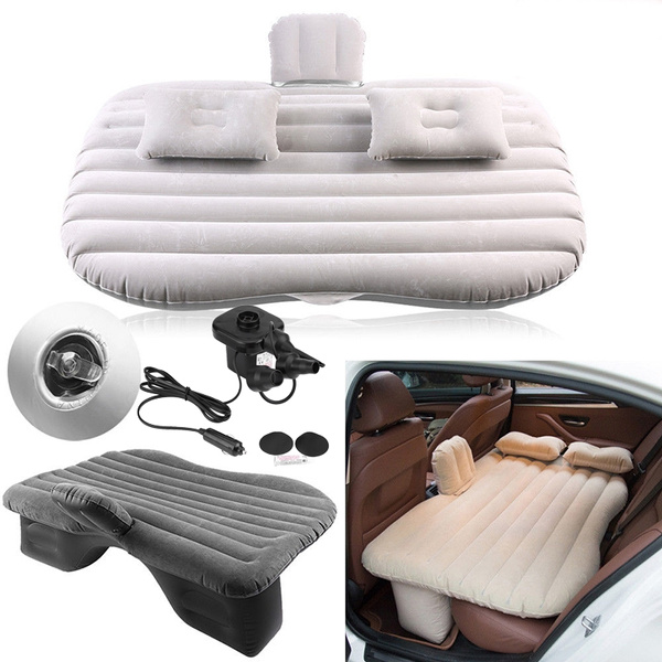 Gray Car Air Bed Inflatable Mattress Back Seat Cushion Pillow For