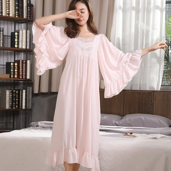 Lady Girls Lolita Nightdress Ruffle Lace Retro Sleepwear Nightgown Princess, Wish