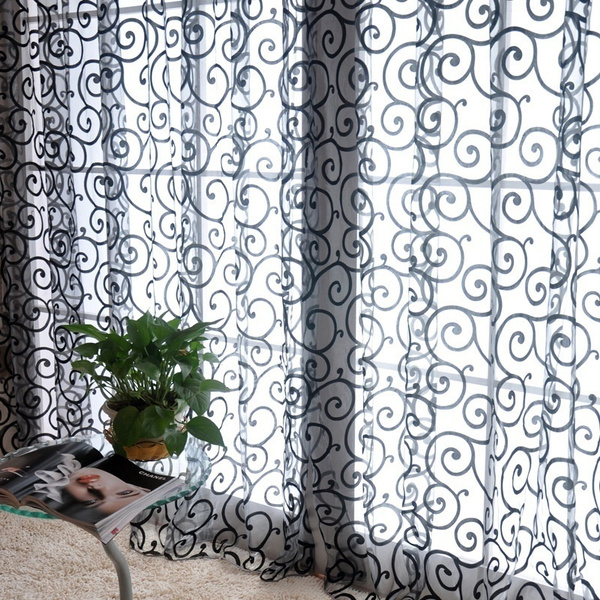 Details about   Drape Floral Tulle Door Window Curtain Drape Panel Sheer Scarf Valances Curtains 