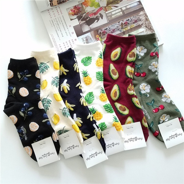 Cute Fruit Pattern Cotton Hosiery Socks Fashion Art Painting Knitted Sport Ankle Sock Women Clothing Accessories Wish