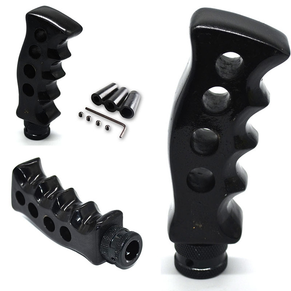 G37 Shift Knob Universal Wood Slotted - Manual Gear Stick Shifter Handle (Aluminum &amp; Resin, 115mm) Pistol Grip Shift Knob