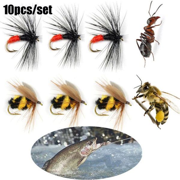 10Pcs Artificial Portable Bionic Bait  Ant Insect Crank Fly Trout Fishing LureDE 