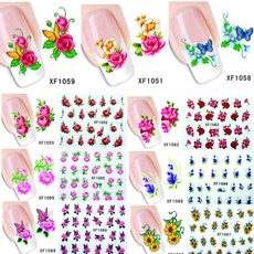 butterfly, water, nail stickers, Flowers
