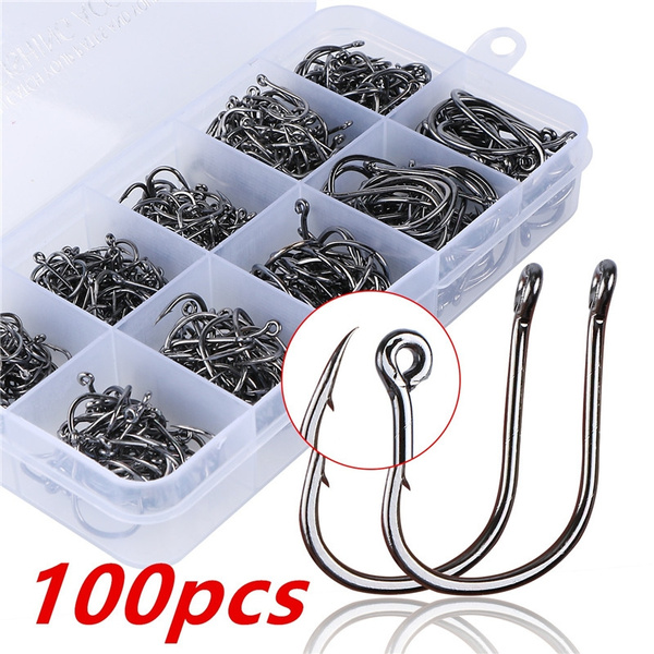 100Pcs/box High Quality Stainless steel Carp Fishing Bait Sharpened Fish  Hooks 10 Sizes can be choose