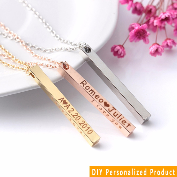 Personalised Vertical Bar Necklace | Made For You Personalised Gifts