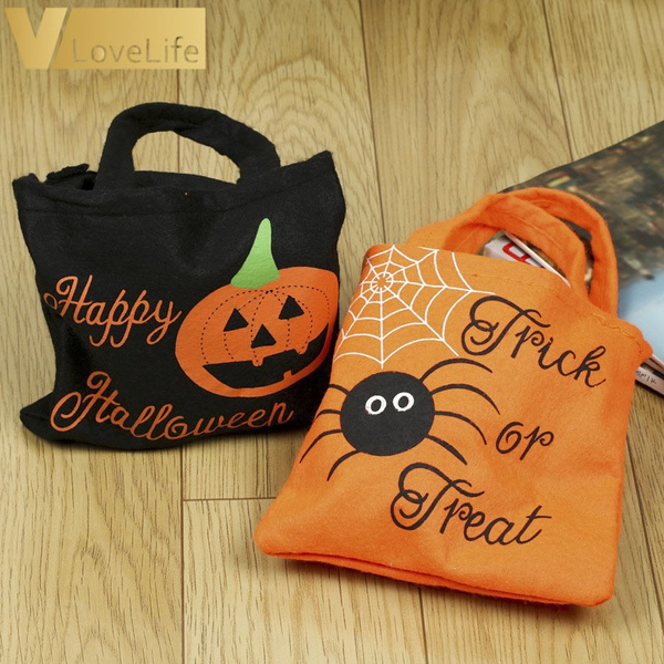 Halloween Candy Bag Non Woven Pumpkin Handbag Party Decoration