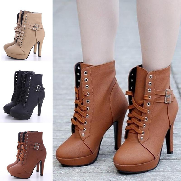 thick high heel ankle boots