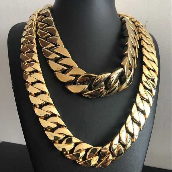 Miami Cuban Curb Link Chain Necklace - Heavy Punk Necklace 16mm-32mm ...