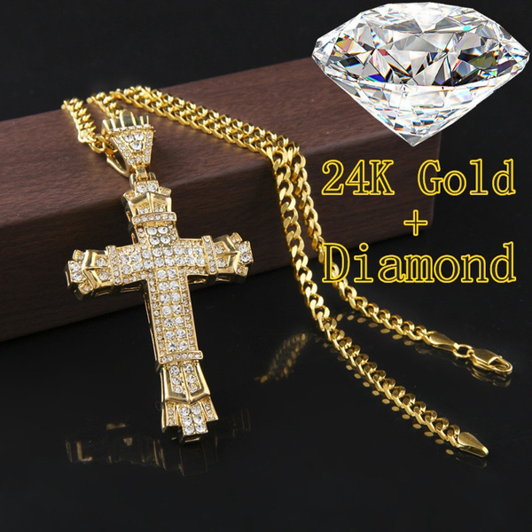 24k gold diamond pendant