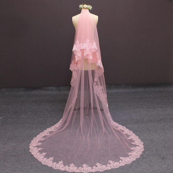 blush wedding veil