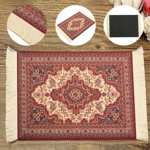 11 X7 Vintage Persian Style Woven Rug Mouse Pad Carpet Mousemat Tassel Mat Home Decor Wish