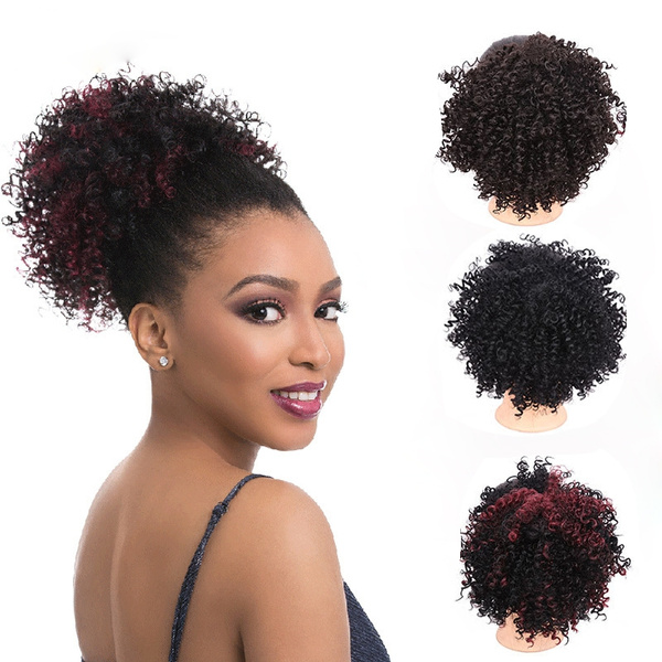 Hair Bun Black Brown Blonde Chignon Hairpiece Fake Ponytail Hair Extensions  Wig With Clip Afro Curly Hair Style | Wish