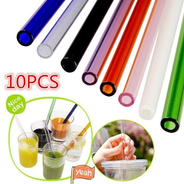 Z0HWC Reusable Wedding Birthday Party Clear Glass Drinking Straws Thick Straw 