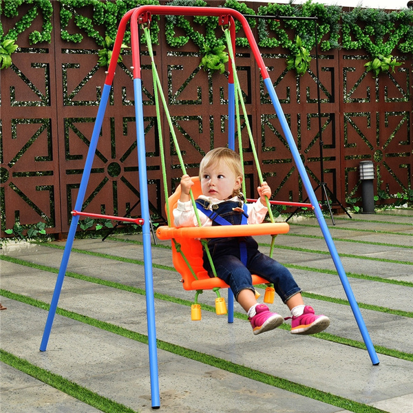 Kids Toddler Children Swing Seat Chair Outdoor For Backyard Playground w/Rope 