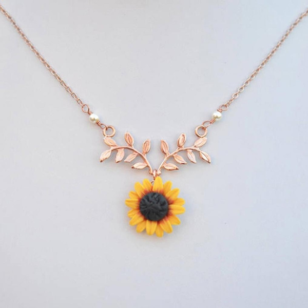 New Rose Gold Sunflower Leaf Branch 