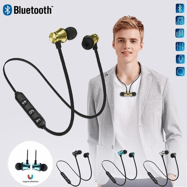 Magnetic Wireless Bluetooth Earphone V4.1 Metal Earphones Super Bass ...