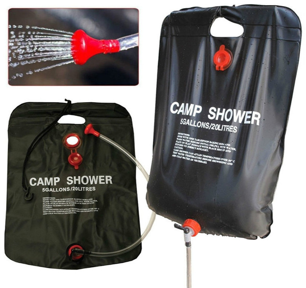 NEW 20L SOLAR POWER SHOWER CAMPING WATER PORTABLE SUN COMPACT HEATED OUTDOOR 