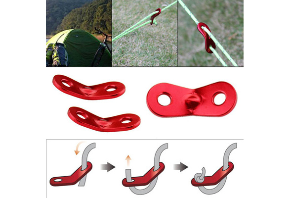 10pcs Red Camping Tent Lock Rope Fastener Guy Line Tensioners Bent Climbing