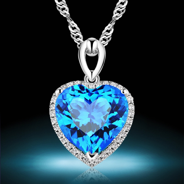 blue heart diamond necklace