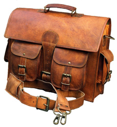 Marrón, Hombre, genuine leather bag., Office