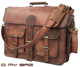 Vintage, Men, genuine leather bag., Bags