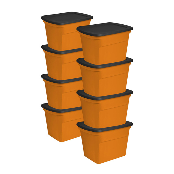 Sterilite 18 Gallon Orange Plastic Storage Container Bin Tote With Lid 8 Pack Wish Sterilite 18 Gallon Orange Plastic, Orange Storage Totes With Lids