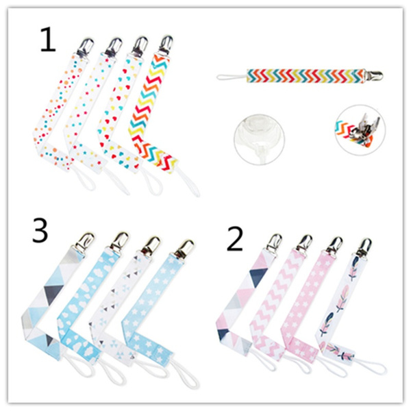 4pcs baby pacifier clip chain ribbon dummy holder soother pacifier