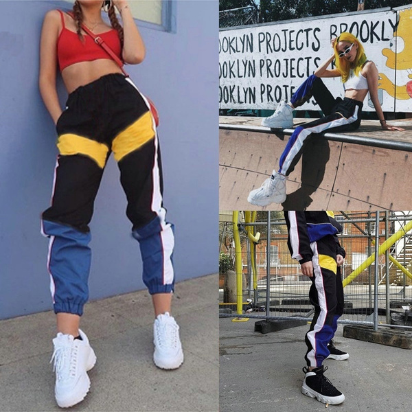 color block track pants womens