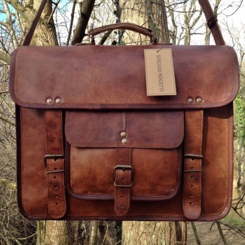 Vintage Leather Satchel Messenger Men's Genuine Man Handbag Laptop Briefcase Bag