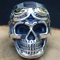 316L Stainless Steel Gothic Vintage Old-fashioned Skull Ring World War II Undead Legion Punk Ring Jewelry for Men's Bicycle Party Jewelry