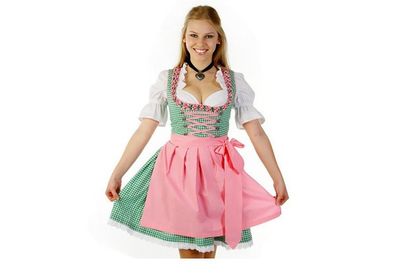 K411 Deluxe Oktoberfest Beer Maid Dress Up Heidi Costume Bavarian German Dirndl
