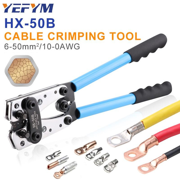 Cable Lug Crimping Tool Wire Crimper Hand Ratchet Terminal Crimp Pliers 6-50mm² 