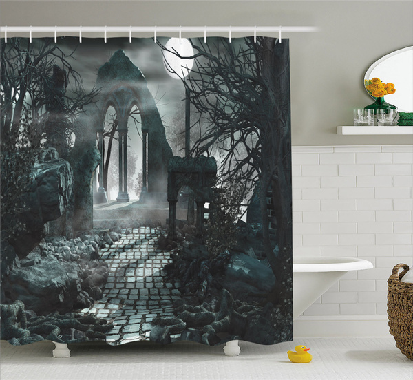 Gothic Shower Curtain Moon View In, Gothic Shower Curtain
