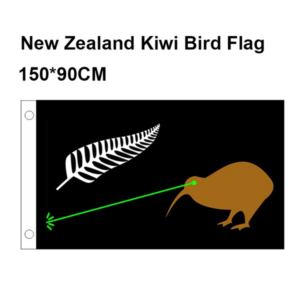 3*5ft Black Laser New Zealand Kiwi Bird Polyester Flag with Brass